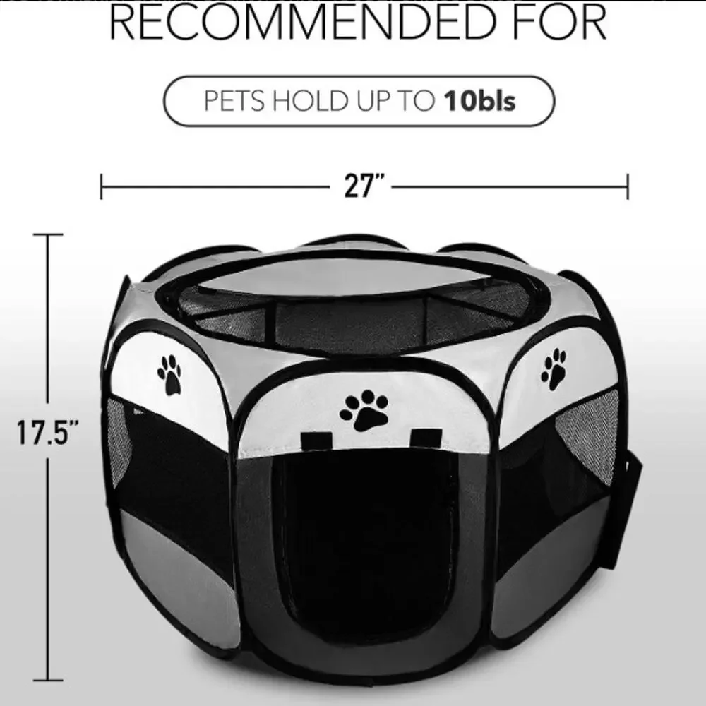 Pet Playpen 30 x 30 x 18 in Foldable Dog Cat Kennel Black